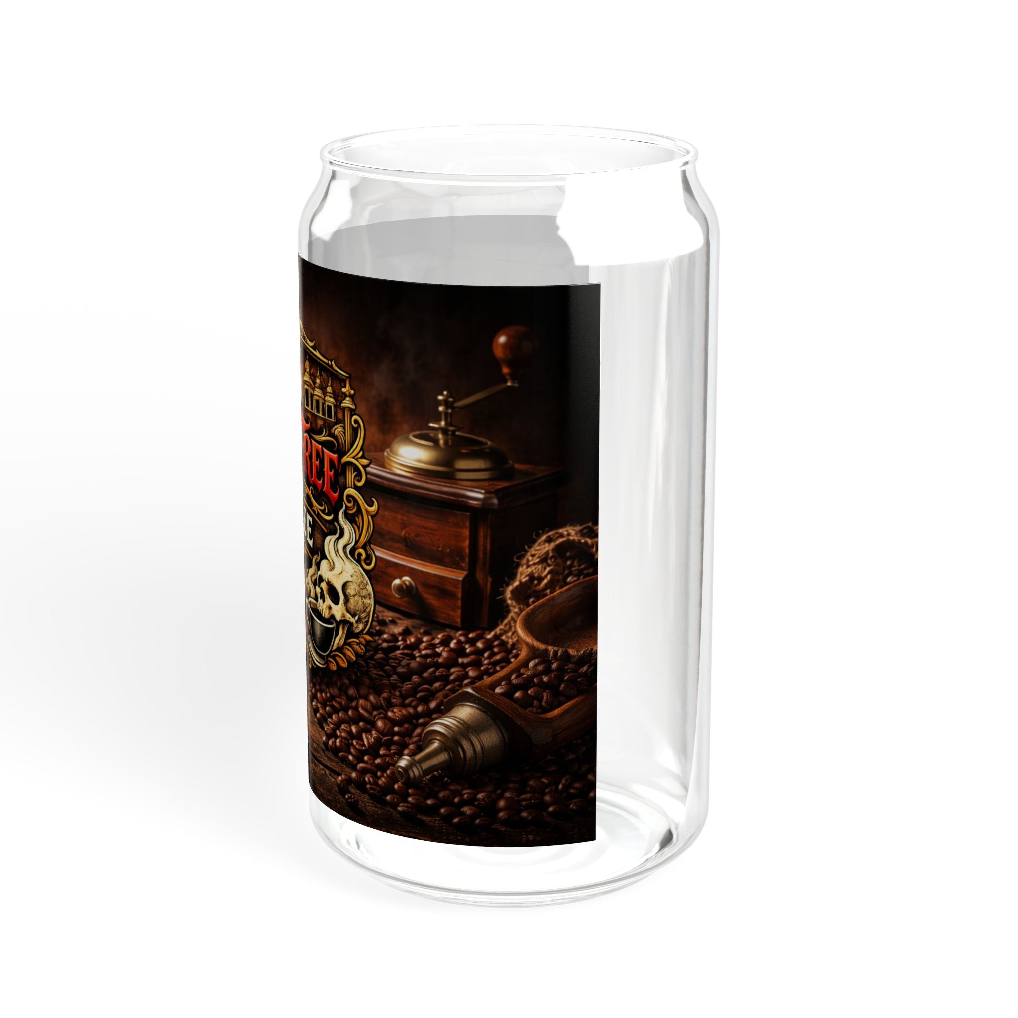 Live Free Coffee 16oz Glass Sipper with Bamboo Lid