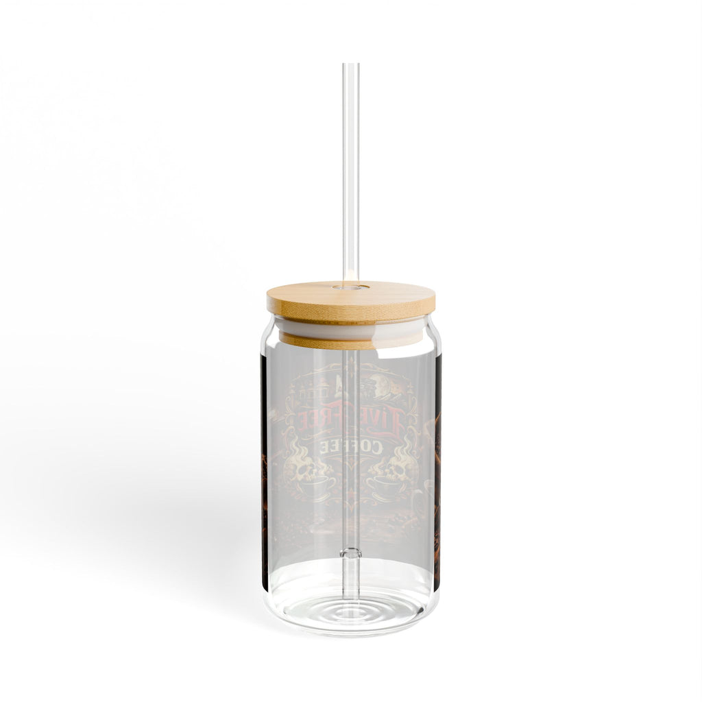 Live Free Coffee 16oz Glass Sipper with Bamboo Lid