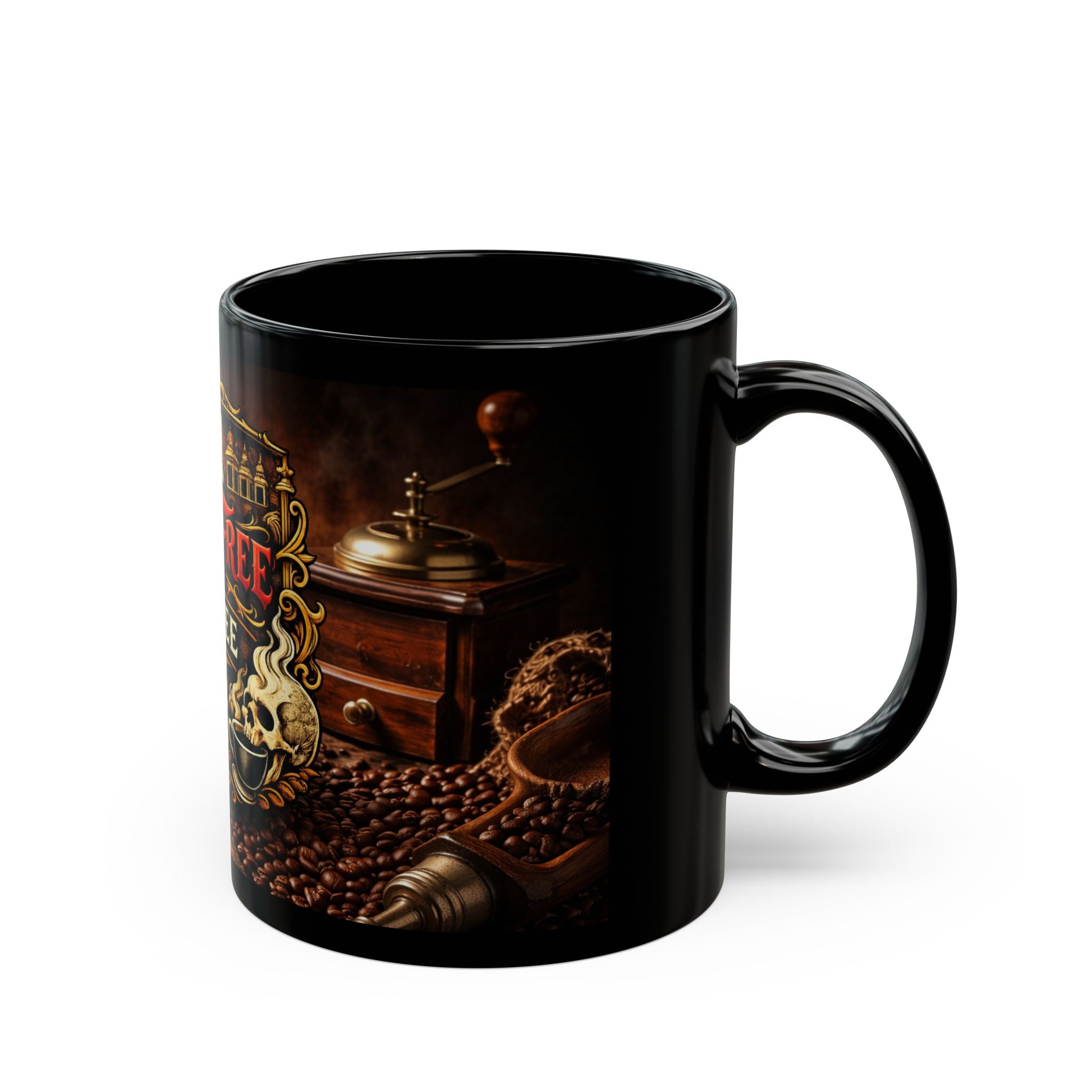 Live Free Coffee Black Mug — Vintage Roaster Coffee Lover Gift (11oz & 15oz)