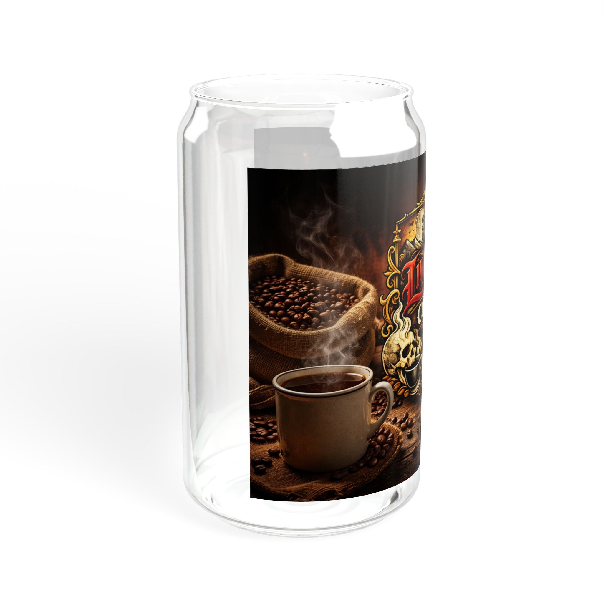Live Free Coffee 16oz Glass Sipper with Bamboo Lid