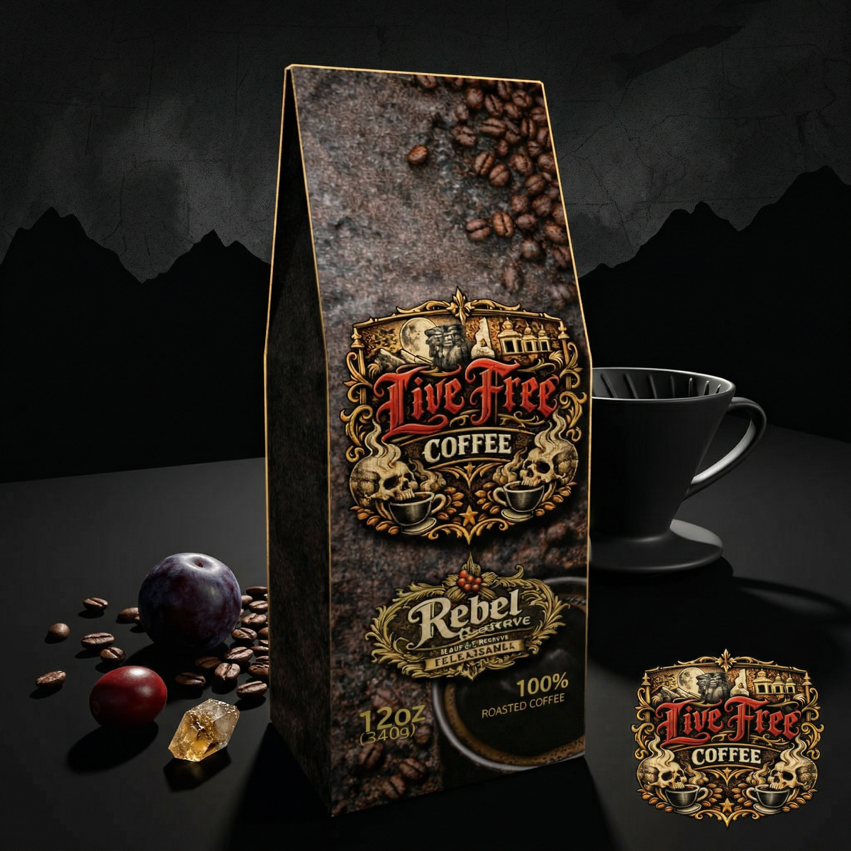 Rebel Reserve Single Origin Colombian coffee bag by Live Free Coffee