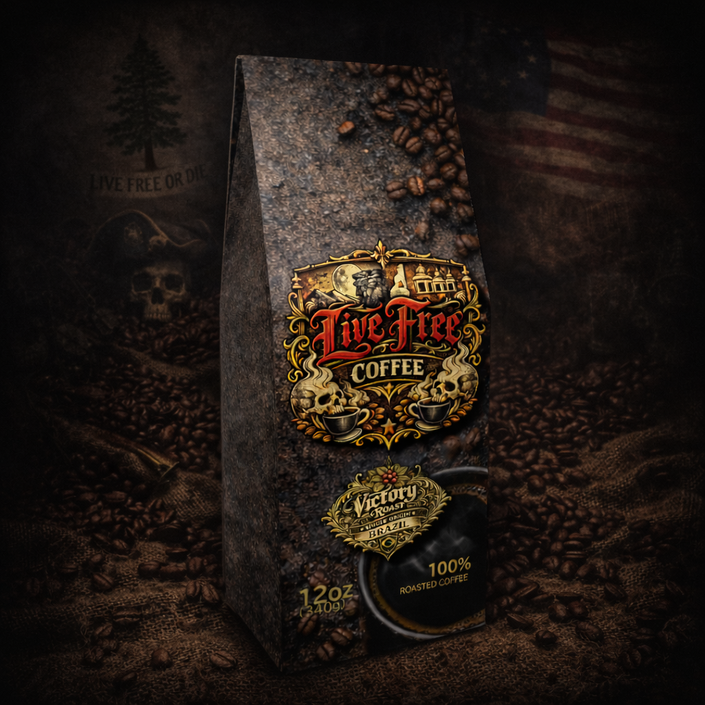 Bag of Victory Roast Single Origin whole bean coffee by Live Free Coffee.
